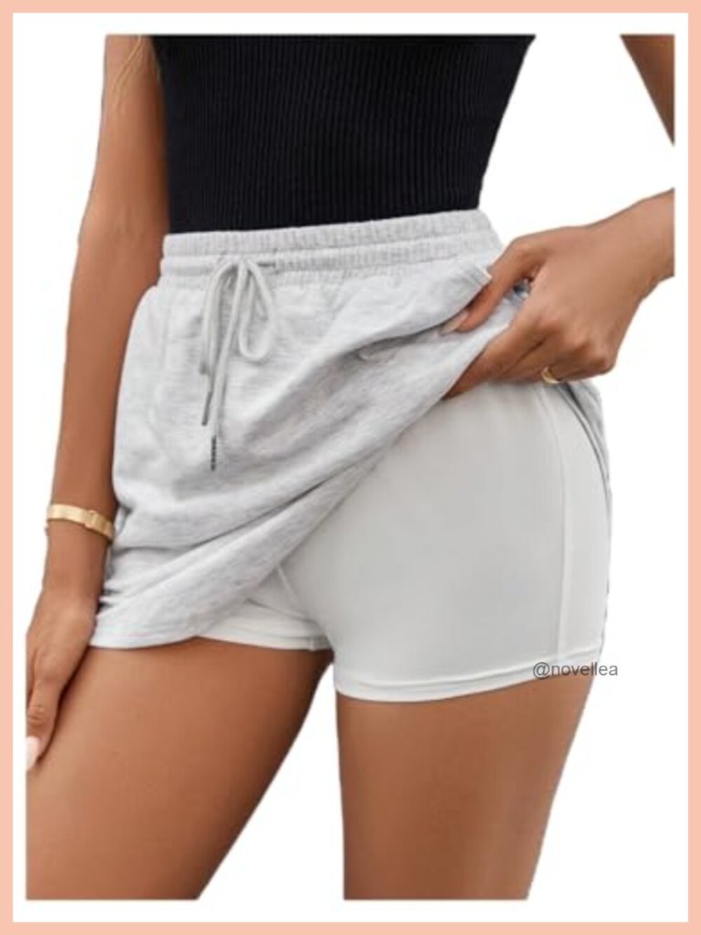 High Waist Tennis Skirt with Inner Shorts Drawstring Skort